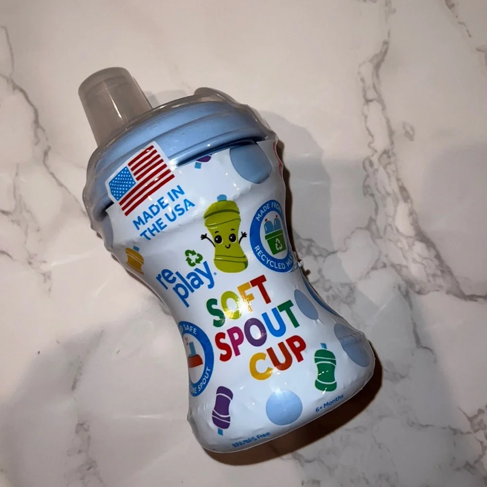 NWT Re-Play Soft Spout Sippy Cups Ice Blue 8 Oz Travel Cap